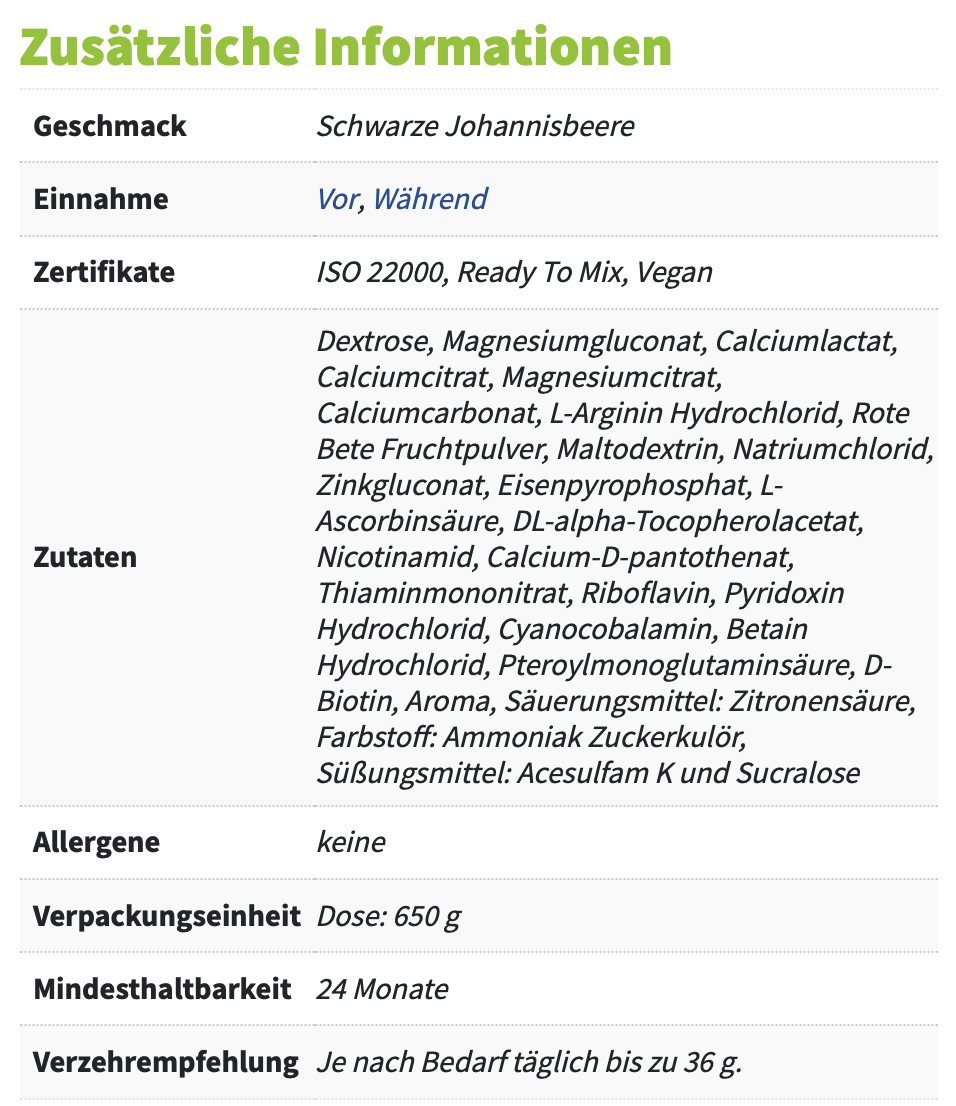 Sportgetränk mit ARGININ + ROTE BETE