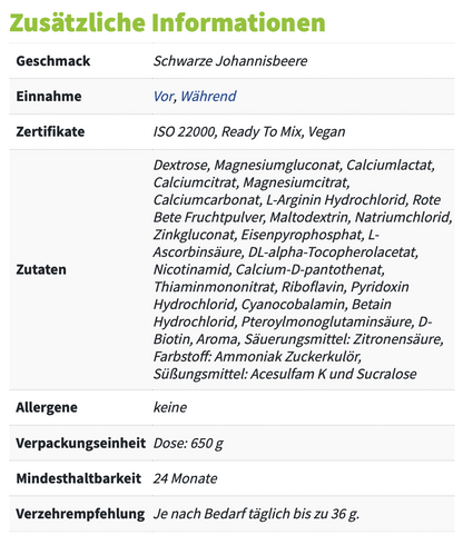 Sportgetränk mit ARGININ + ROTE BETE