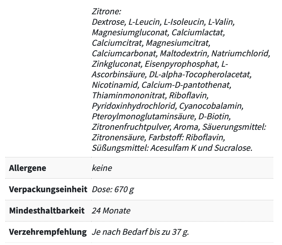 Sportgetränk mit BCAA